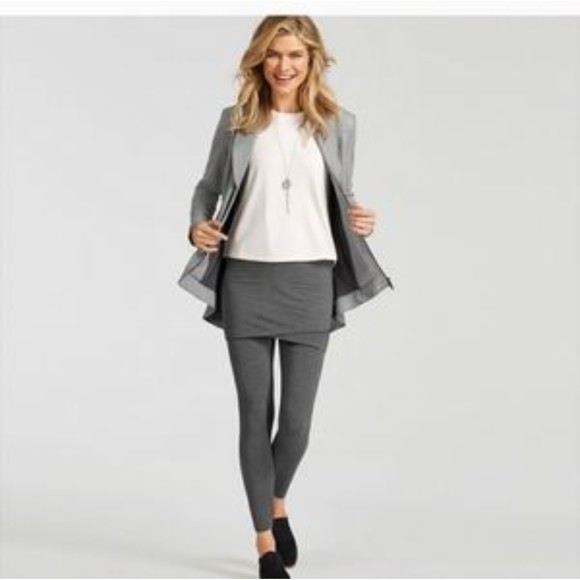 Cabi M'Leggings Charcoal Gray Skinny Skirted Asymmetrical Overlay #5318 XS - Picture 1 of 7
